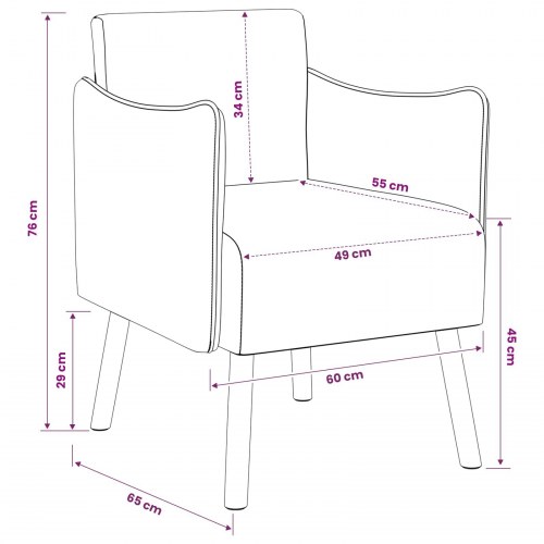 Lænestol i jeans blå stof - 60 x 65 x 76 cm