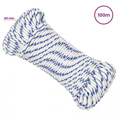 Universaltov 3 mm 100 m - hvid og blå PP
