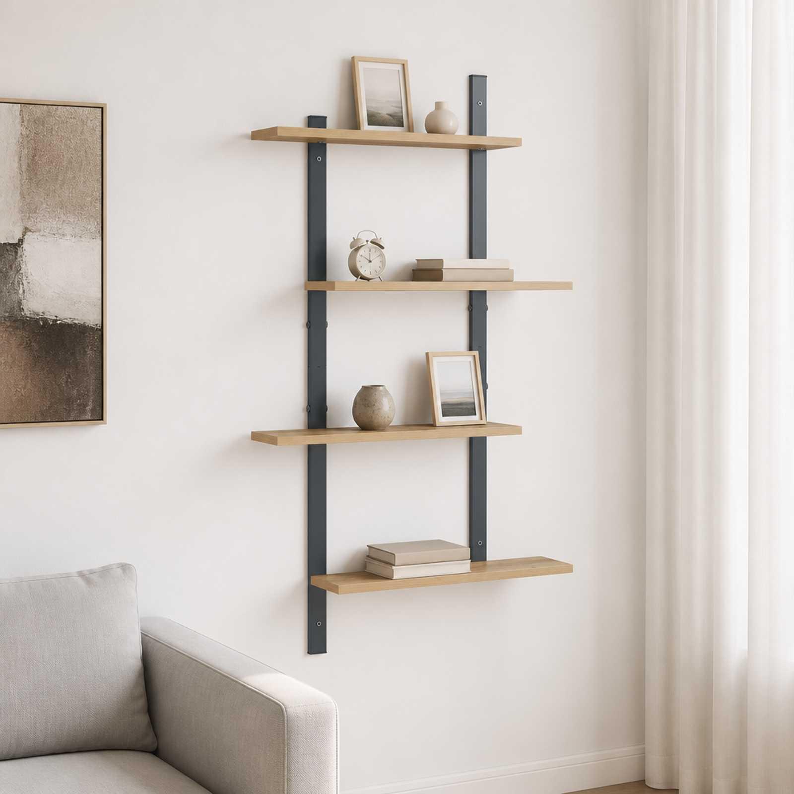 vidaXL Væghylde Artisan-eg 61 x 13.5 x 105.5 cm Konstrueret træ