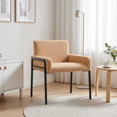 Lænestol i beige bouclé