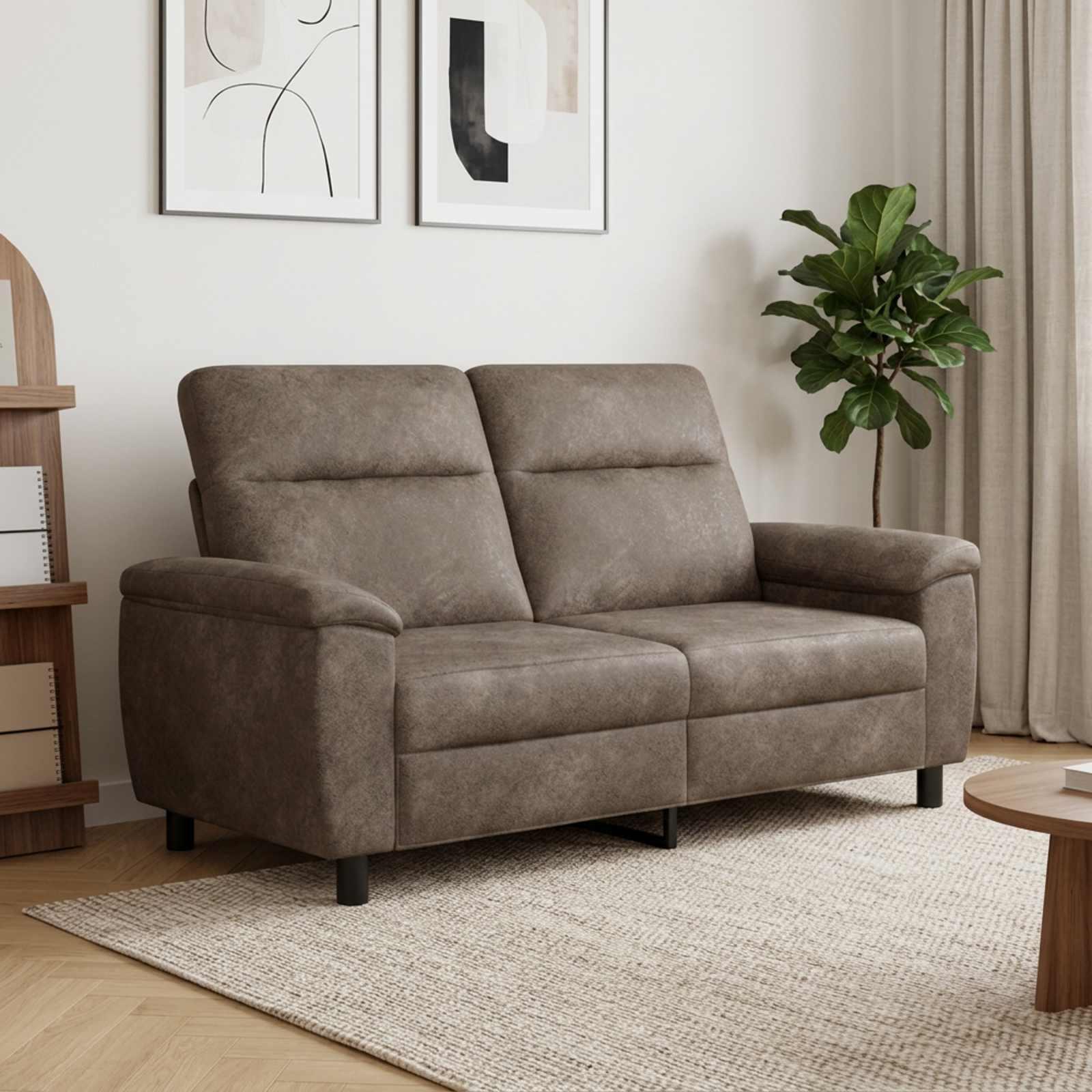 2-personers sofa i mørkegrå faux ruskind - 178 x 90 x 95 cm