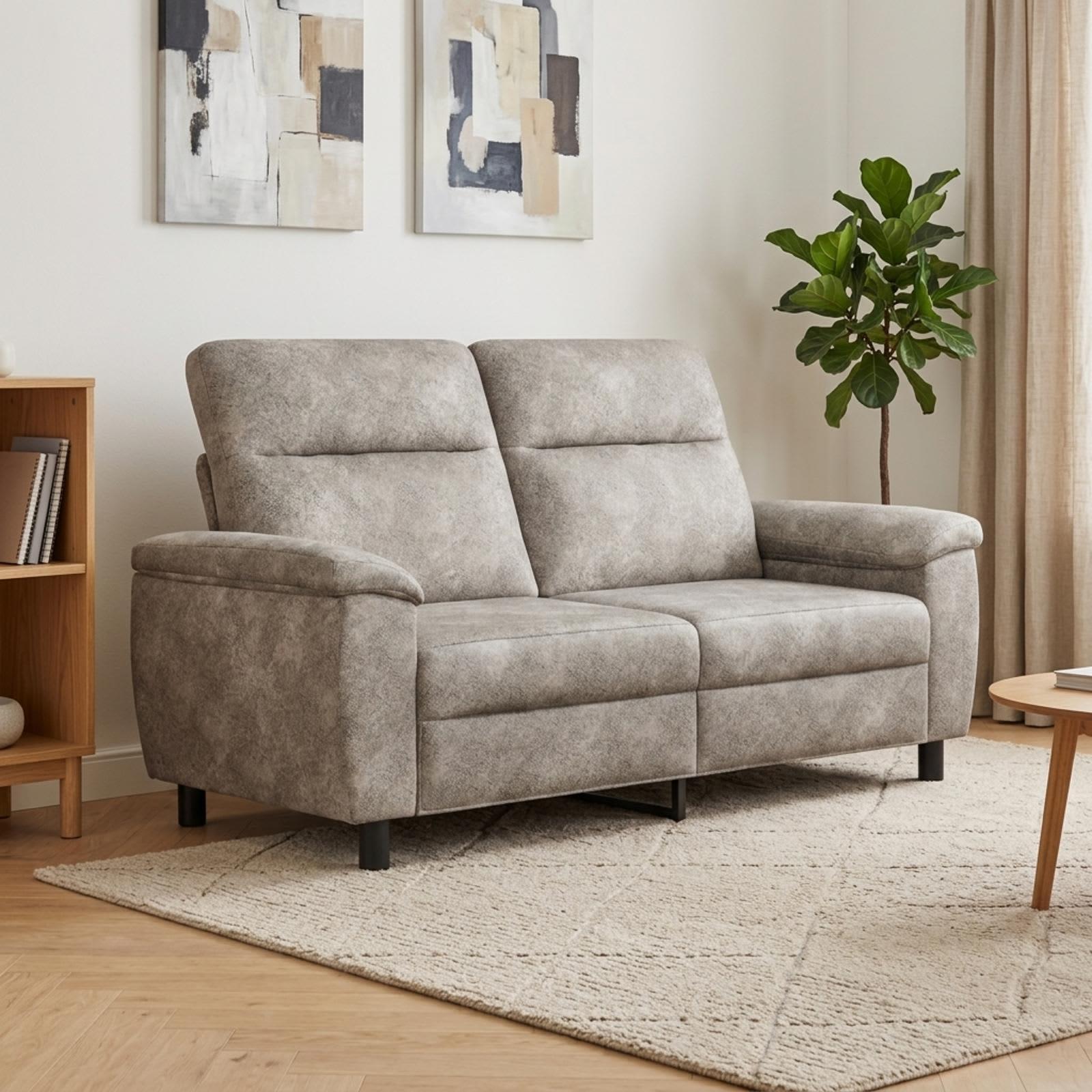 2-personers sofa i faux ruskind - lysegrå, 178 x 90 x 95 cm