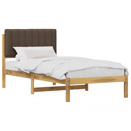 Sengestel 90 x 200 cm med polstret hovedgavl - hvidvasket/taupe