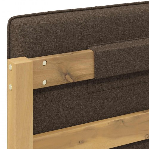 Sengestel 90 x 200 cm med polstret hovedgavl - hvidvasket/taupe