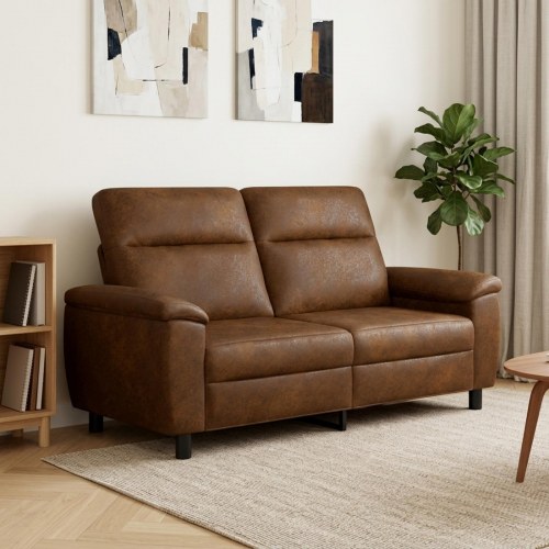 2-personers sofa i brun imiteret ruskind - 178 x 90 x 95 cm