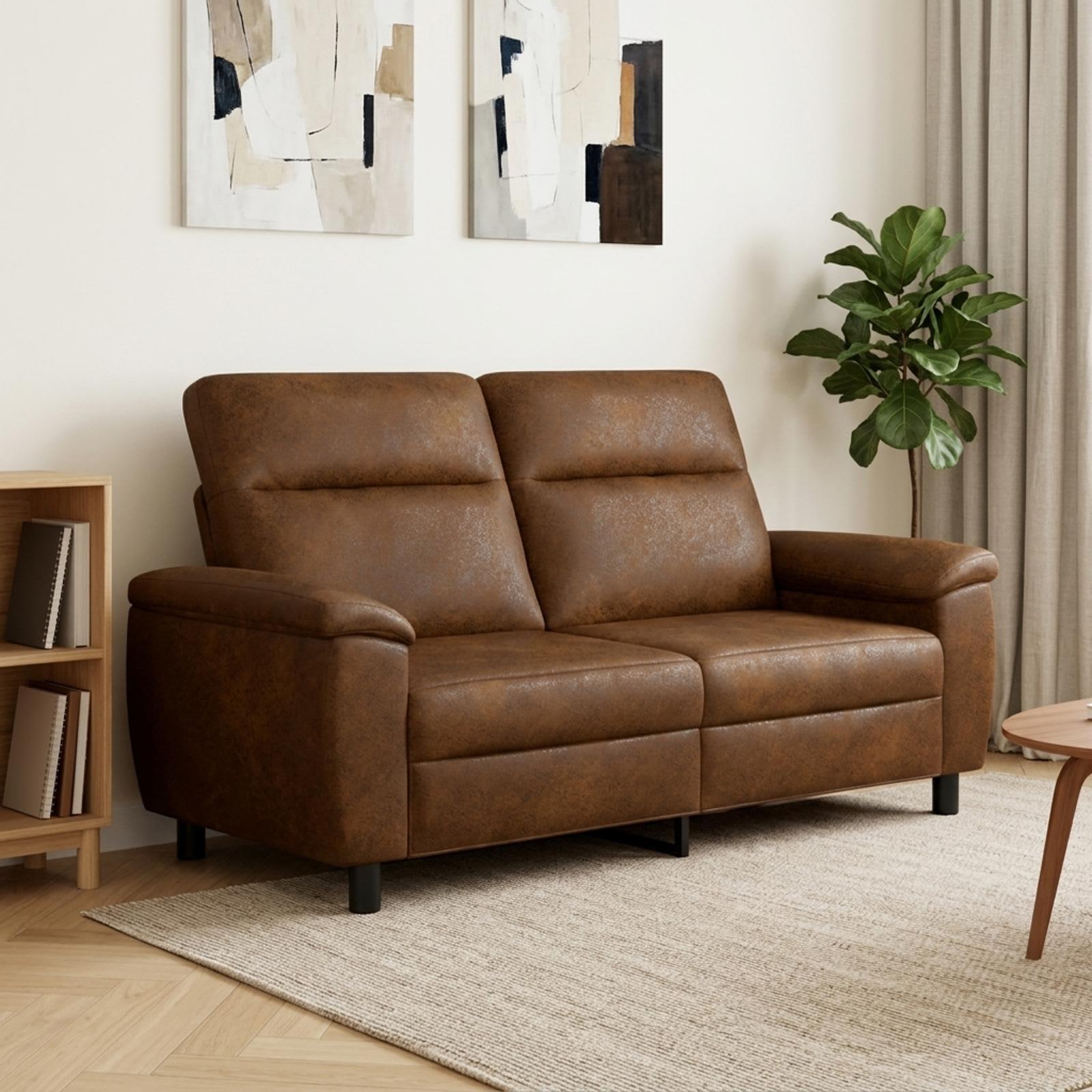 2-personers sofa i brun imiteret ruskind - 178 x 90 x 95 cm