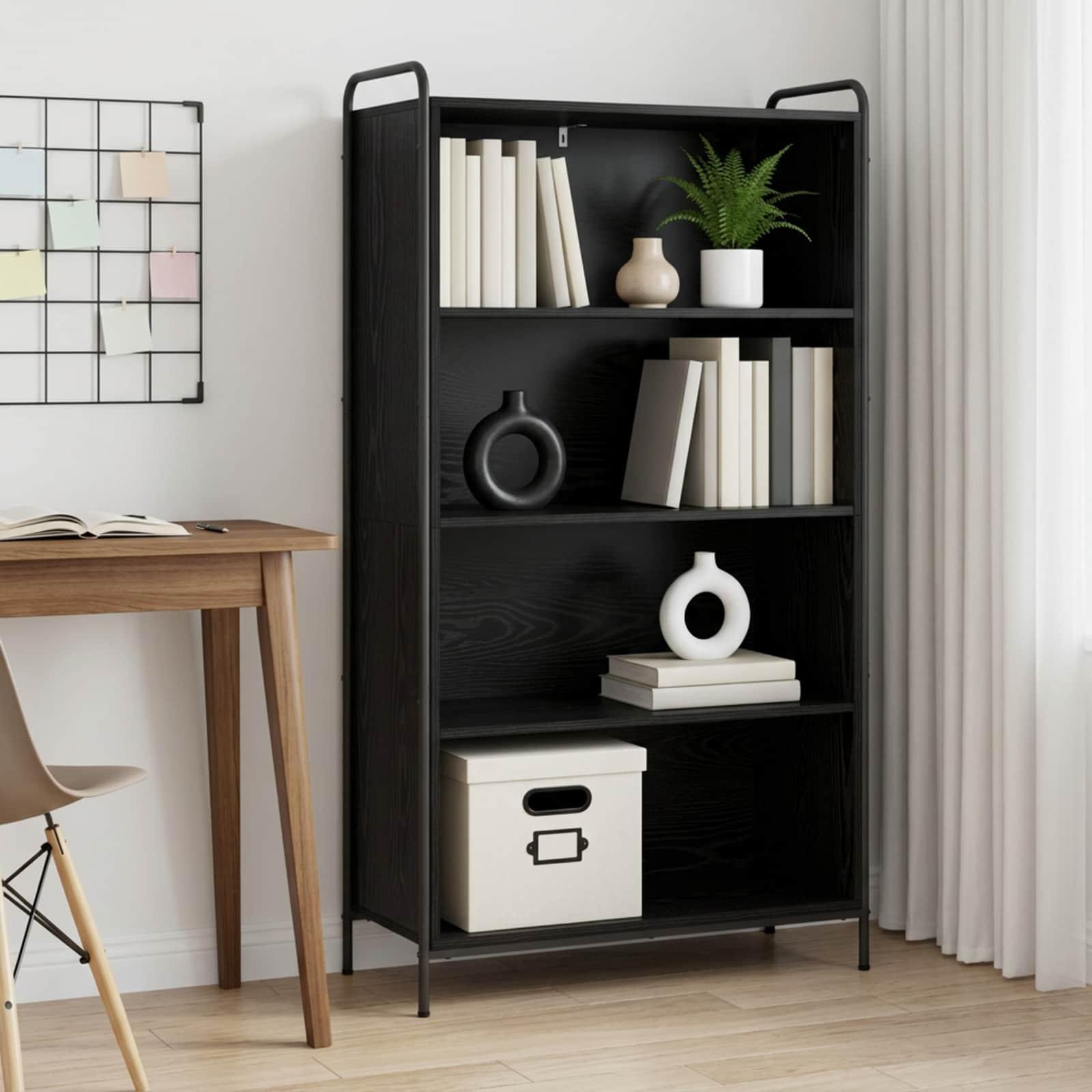 vidaXL Bogskab 55,5 x 33 x 174 cm Konstrueret træ Sort eg