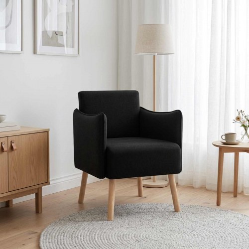 Lænestol i sort stof - 60 x 65 x 76 cm