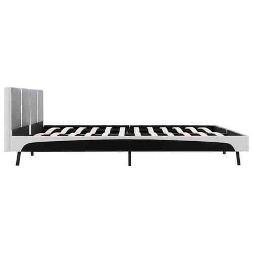 Seng med madras 180 x 200 cm sort og hvid kunstlæder