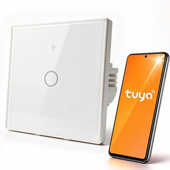 Qoltec Inteligentny dotykowy 1-kanalowy wlacznik wylacznik swiatla Wi-Fi Timer Tuya Smart life Hartowane szklo Bialy