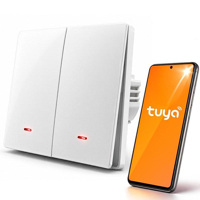 Qoltec Inteligentny 2-kanalowy wlacznik wylacznik swiatla Wi-Fi Timer Tuya Smart life Bialy