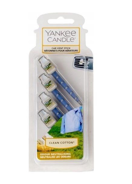 Luftfrisker til bilventilation Yankee Candle Vent Stick Clean Cotton - 4 stk.