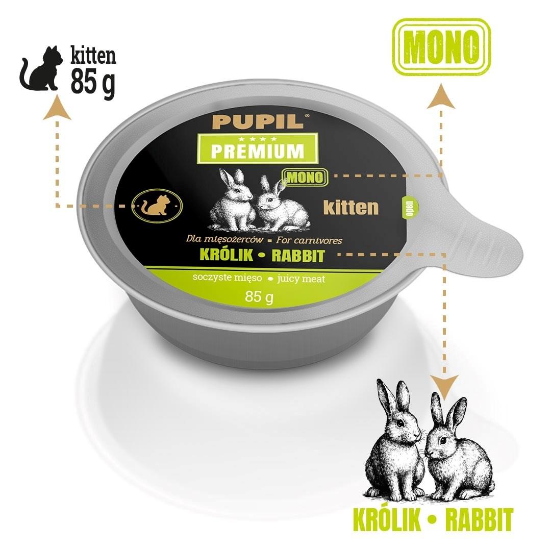 Vådfoder til killing PUPIL Premium Kitten kanin MONO - 85 g