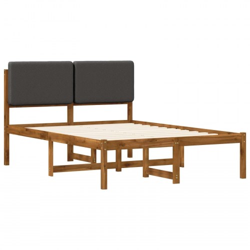 Sengestel med polstret hovedgavl 150 x 200 cm - naturfarvet/mørkegrå