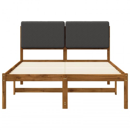 Sengestel med polstret hovedgavl 150 x 200 cm - naturfarvet/mørkegrå