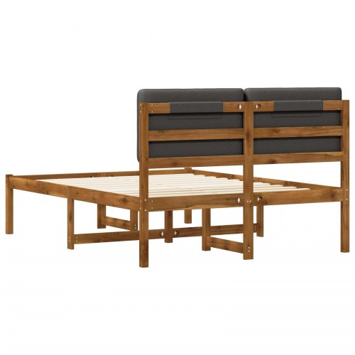 Sengestel med polstret hovedgavl 150 x 200 cm - naturfarvet/mørkegrå