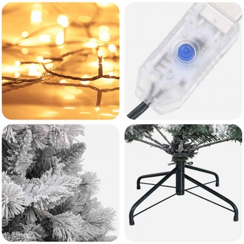 Kunstigt juletræ med flocket sne 120 cm - 150 LED, varm hvid