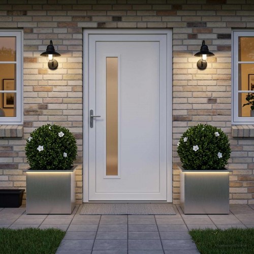 Plantekasse med LED 2 stk. - sølv, 50 x 60 x 48 cm