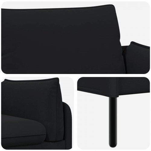 2-personers sofa i sort fløjl - 188 x 81 x 89 cm