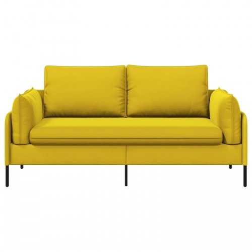 2-personers sofa i gul fløjl - 188 x 81 x 89 cm
