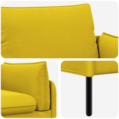 2-personers sofa i gul fløjl - 188 x 81 x 89 cm