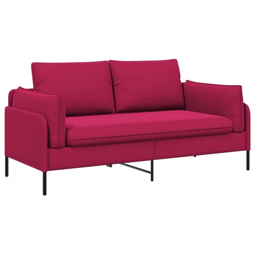 2-personers sofa i vinrød fløjl - 188 x 81 x 89 cm