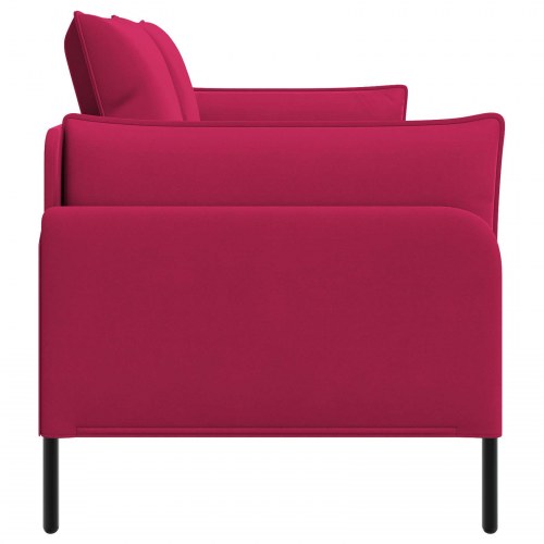 2-personers sofa i vinrød fløjl - 188 x 81 x 89 cm