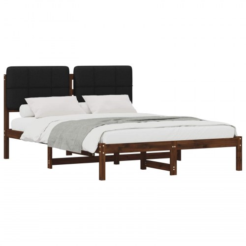 Sengestel med polstret hovedgavl 140 x 190 cm - mørkebrun og sort