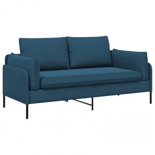 2-personers sofa i blå fløjl - 188 x 81 x 89 cm