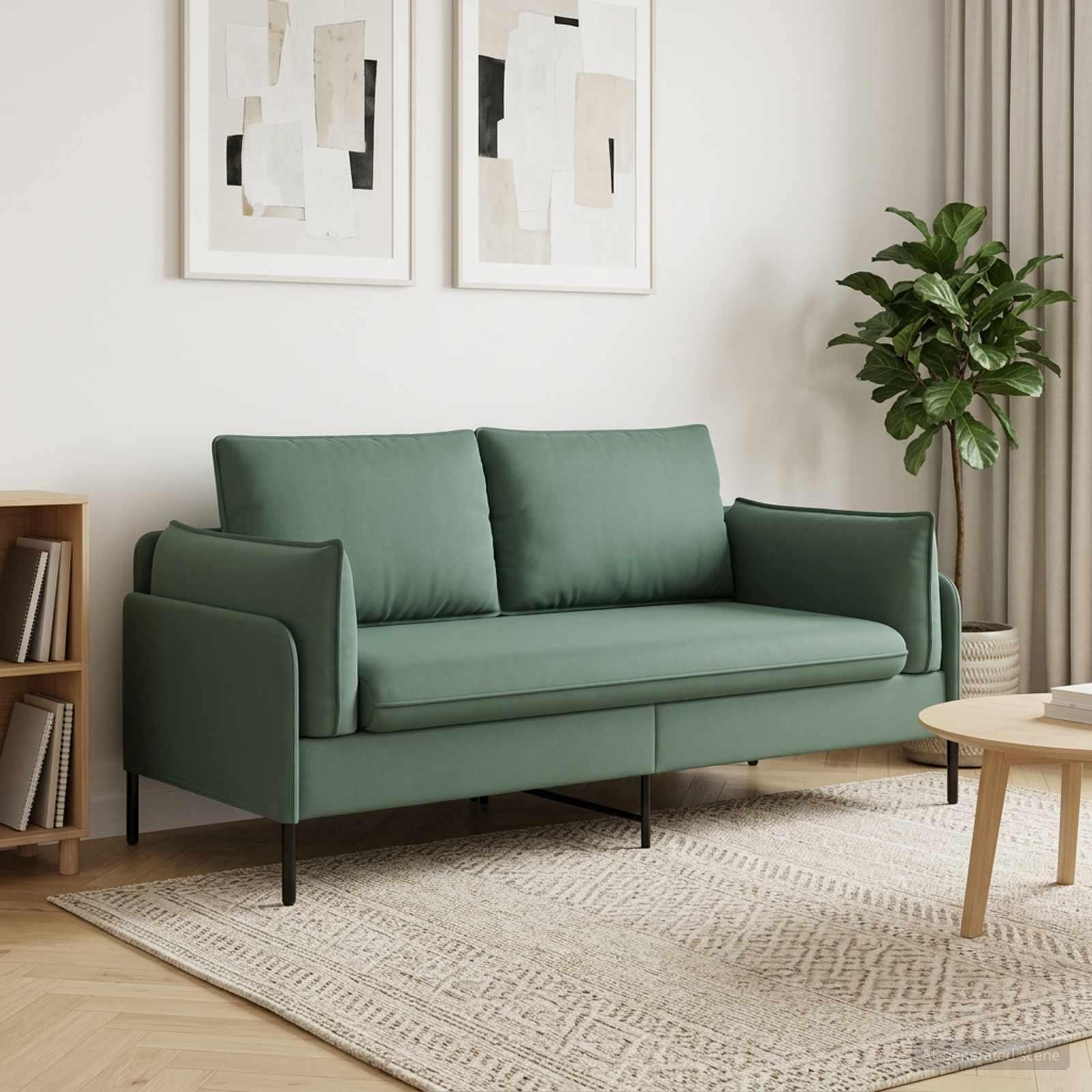2-personers sofa havgrøn 188 x 81 x 89 cm - fløjl