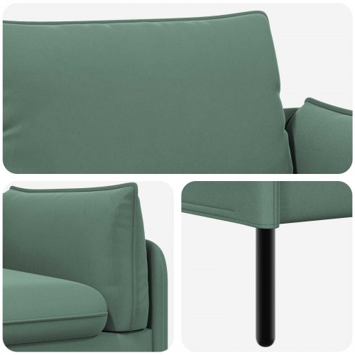 2-personers sofa havgrøn 188 x 81 x 89 cm - fløjl