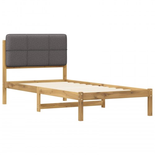 Sengestel med polstret hovedgavl 80 x 200 cm - hvidvasket/lysegrå