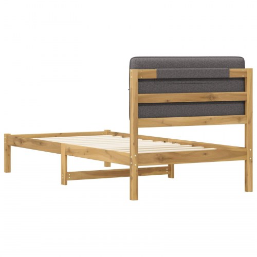 Sengestel med polstret hovedgavl 80 x 200 cm - hvidvasket/lysegrå