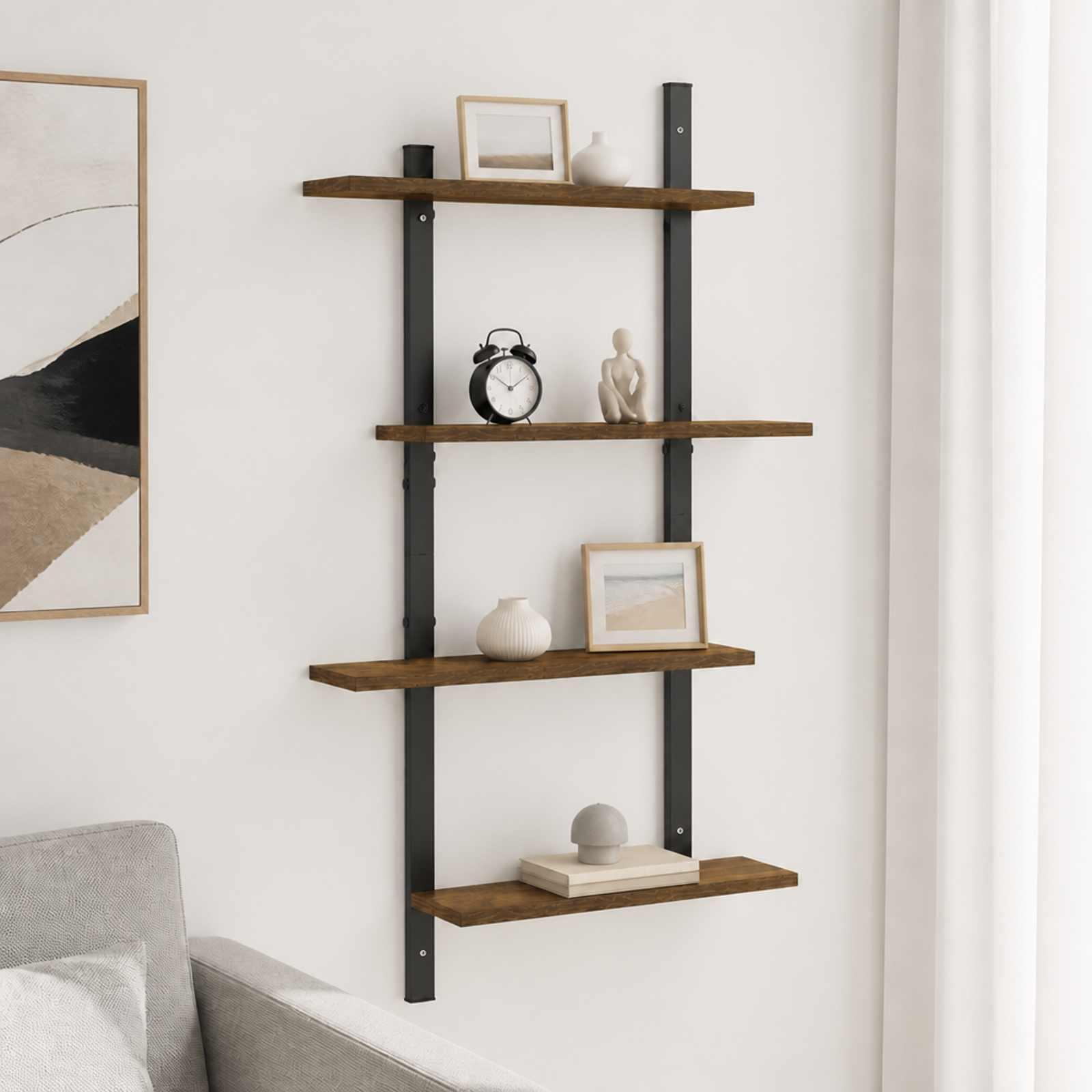 vidaXL Væghylde Røget eg 61 x 13,5 x 105,5 cm Konstrueret træ