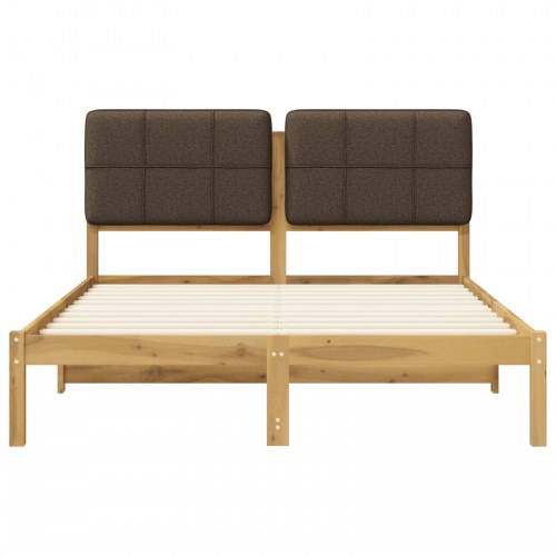 Sengestel med polstret hovedgavl 120 x 200 cm - hvidvasket og taupe