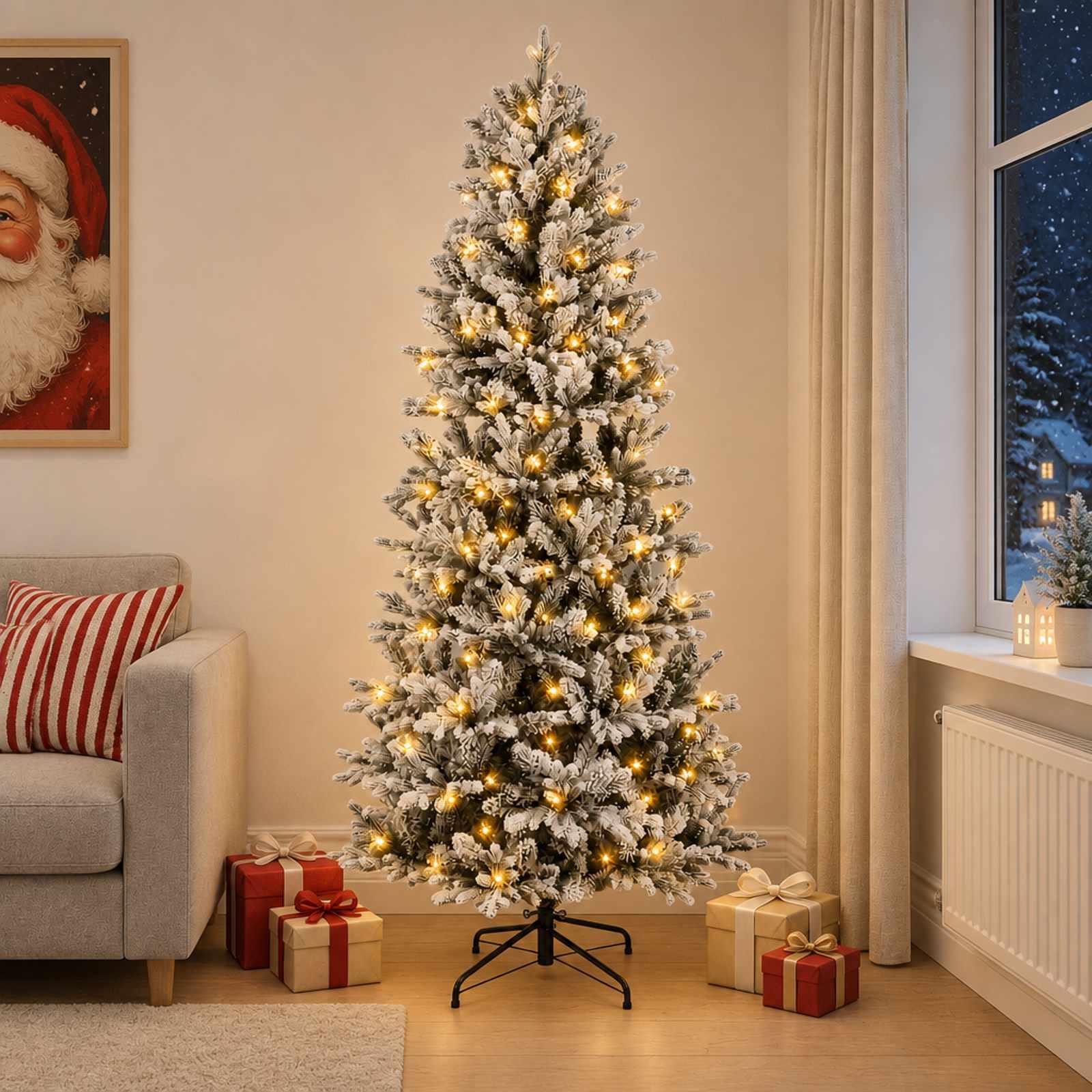 vidaXL Kunstigt Hinged Juletræ 150 cm 150 LED'er Varm hvid PVC og PE