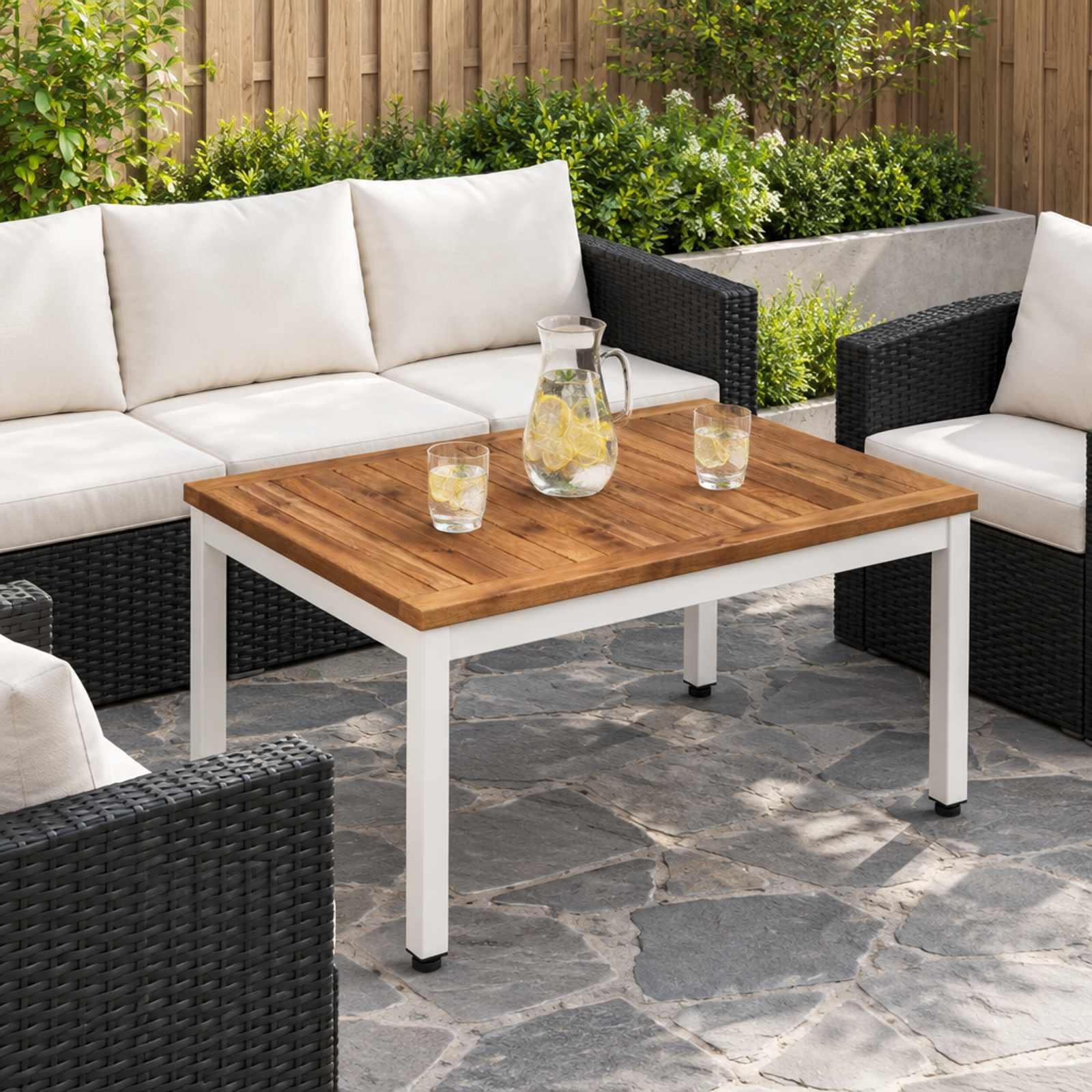vidaXL Sofabord Natur og hvid 49 x 68,5 x 36 cm Massivt Akacietræ