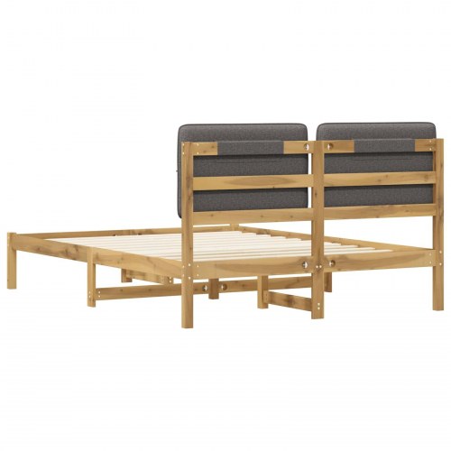 Sengestel med polstret hovedgavl 140 x 190 cm - hvidvasket og lysegrå