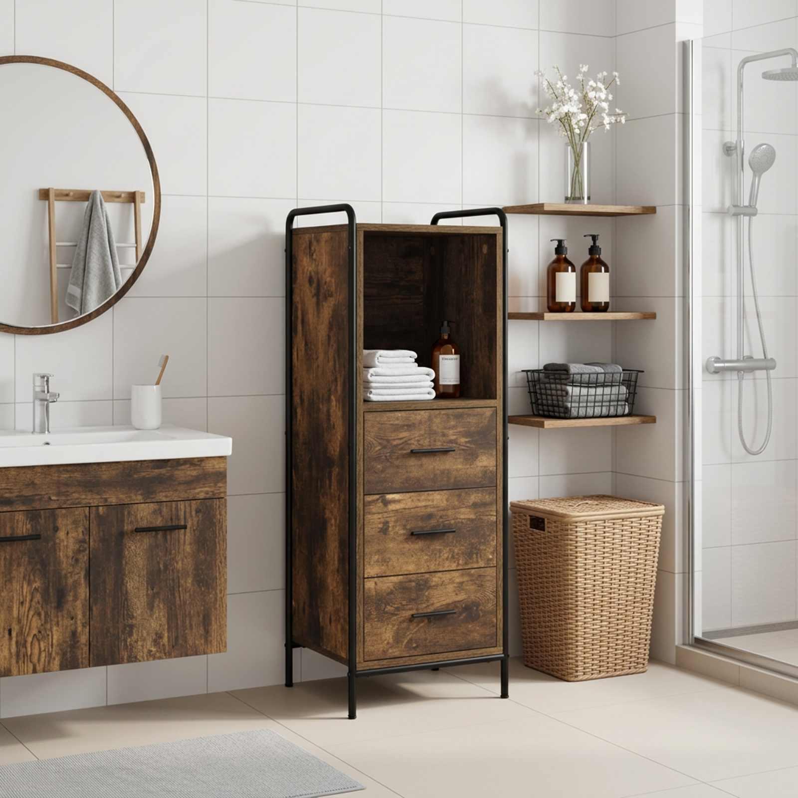 vidaXL Badeværelsesskab Røget eg 40 x 36 x 109,5 cm Konstrueret træ