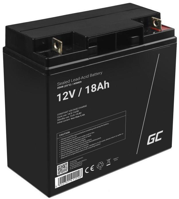 Green Cell - UPS-batteri - 1 x batteri - Sealed Lead Acid (SLA) - 18 Ah - sort