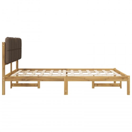 Sengestel med polstret hovedgavl 140 x 190 cm - hvidvasket/taupe