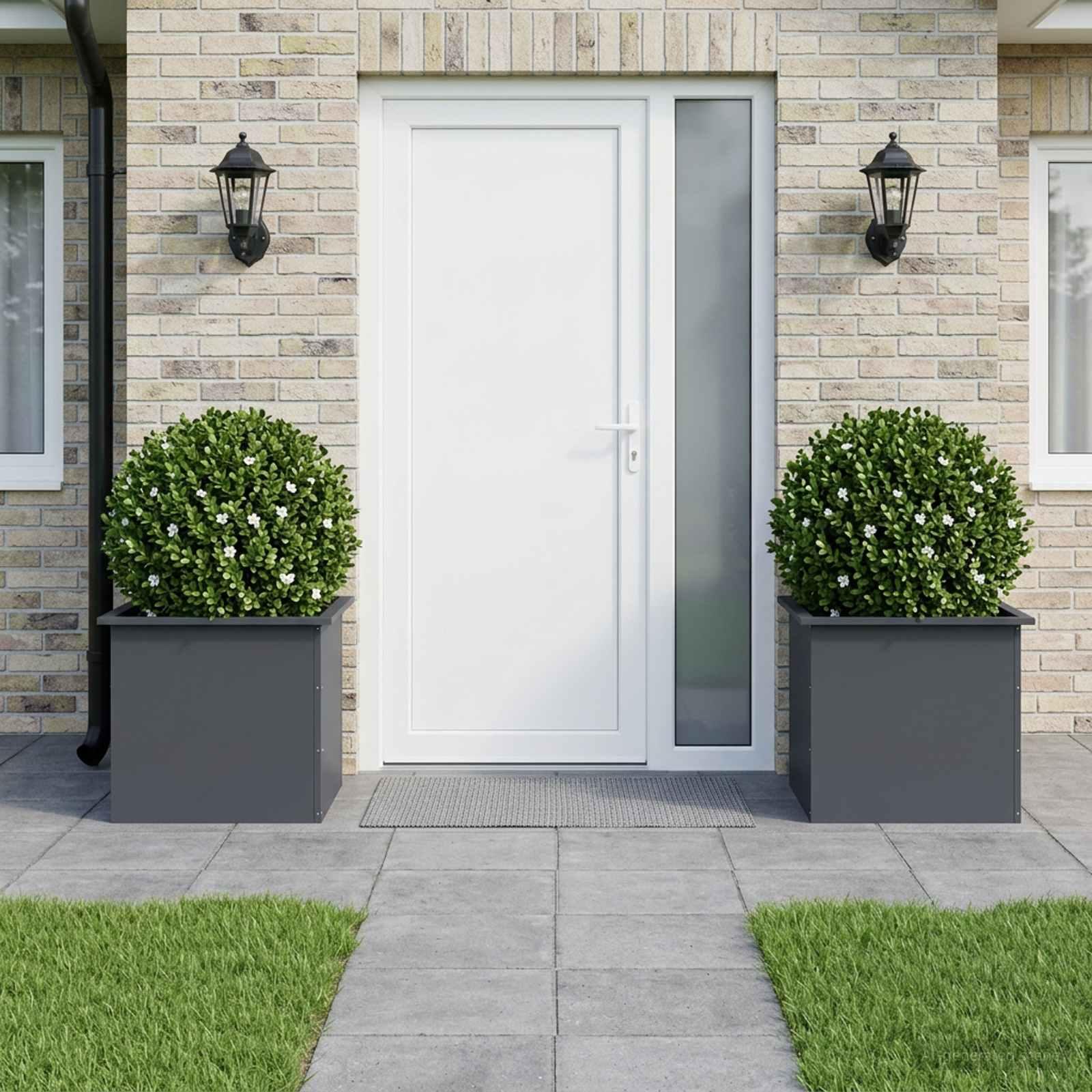 vidaXL Plantekasse med LED 2 stk. Antracit 50 x 60 x 48 cm Stål