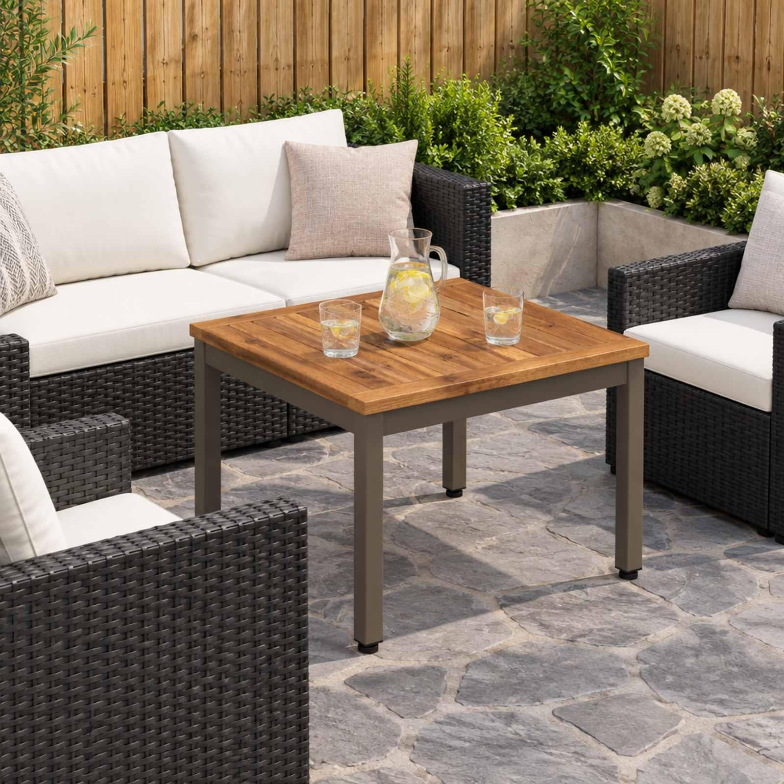 vidaXL Sofabord Naturlig og Kaffe 49 x 48,5 x 36 cm Massivt Akacietræ