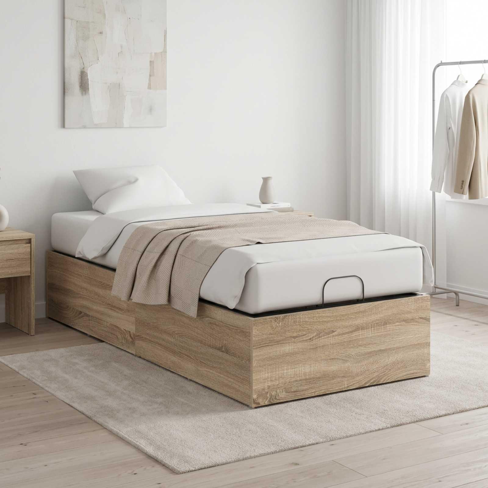 Sengeomkransning til justerbar sengebund 90 x 190 cm - Sonoma-eg