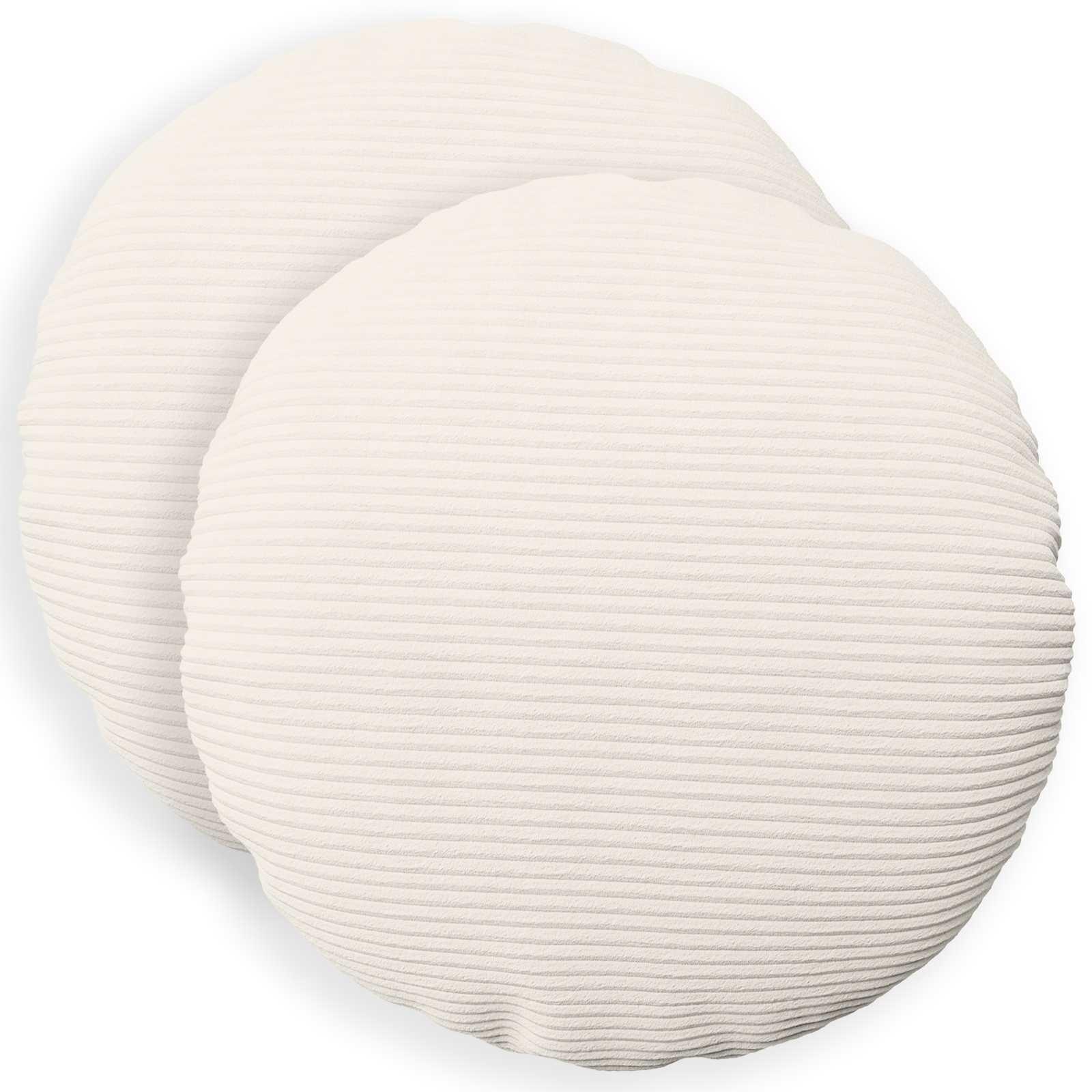 vidaXL Pudebetræk 2 stk. HEERLEN Cremefarvet Dia. 30 cm cordfløjl
