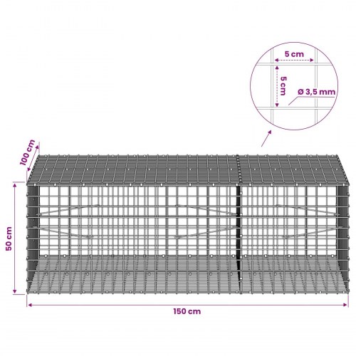 Gabionkurv 150 x 100 x 50 cm - 3,5 mm tråd