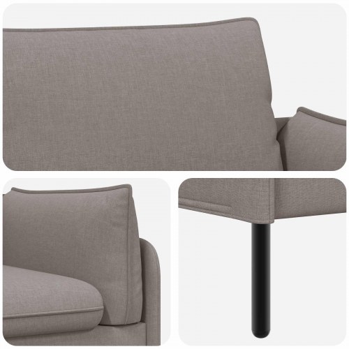 2-personers sofa i stof - gråbrun, 188 x 81 x 89 cm