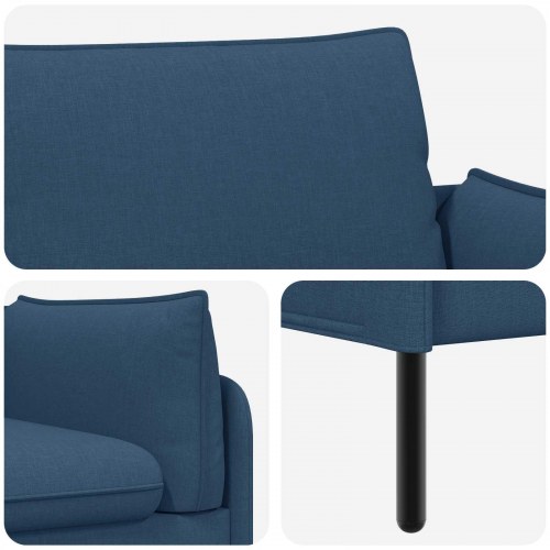 2-personers sofa i blå stof - 188 x 81 x 89 cm