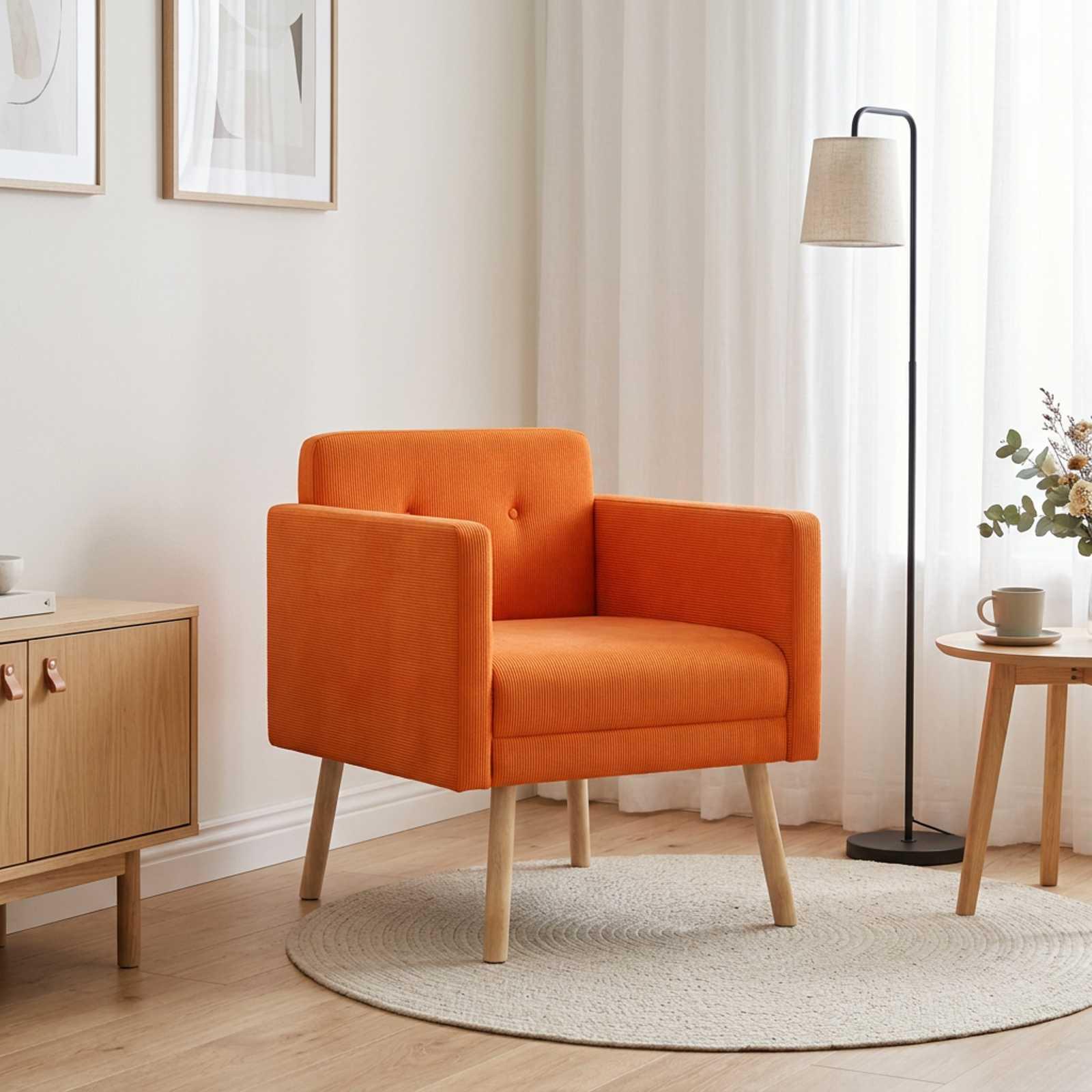Lænestol i orange fløjl