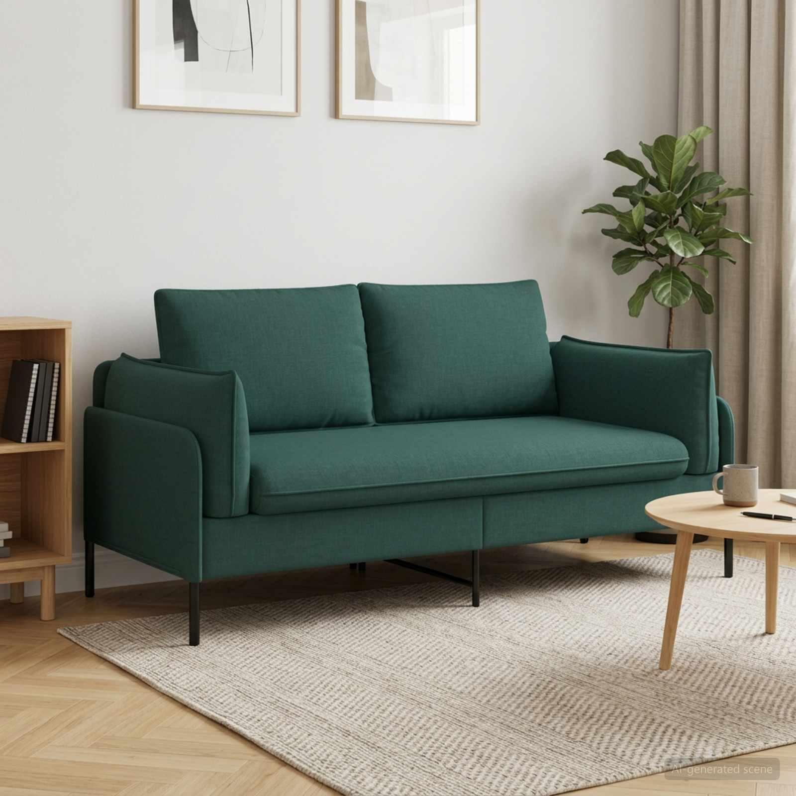 2-personers sofa i stof - mørkegrøn, 188 x 81 x 89 cm
